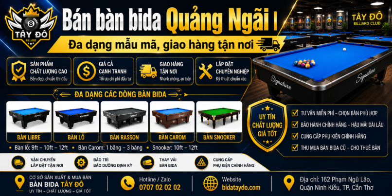 Bán bàn bida Quảng Ngãi | Đa dạng mẫu mã, giao hàng tận nơi